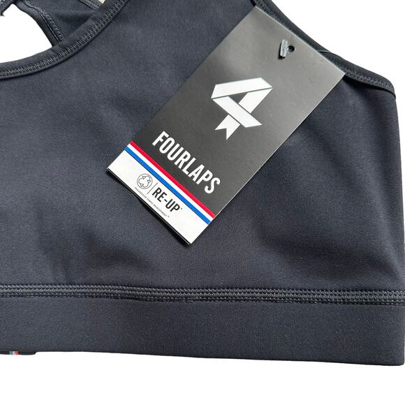 FOURLAPS Infinity Sports Bra Basic Black Women's Size Large NWT Medium Support - Picture 3 of 9